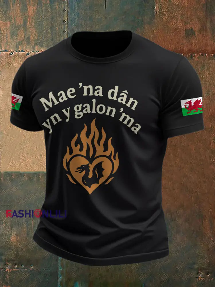 Men’s Welsh Rugby Lover Printed T-shirt Black / S