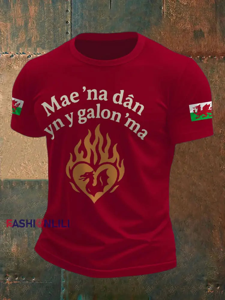 Men’s Welsh Rugby Lover Printed T-shirt Deep Red / S