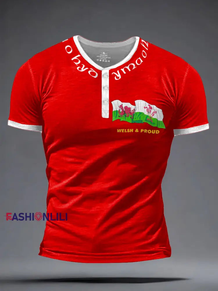 Men’s Welsh Rugby Lover Printed Tops Red / S