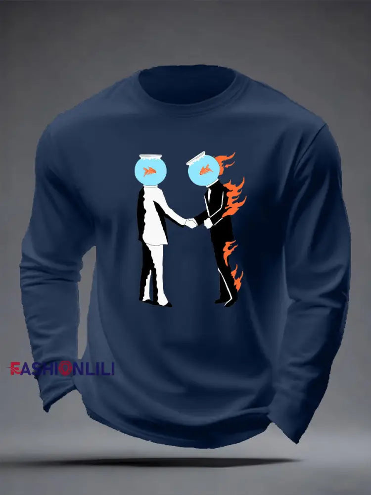 Men’s Wish You Were Here long sleeve T-shirt Navy Blue / S