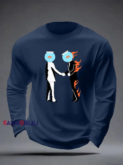 Men’s Wish You Were Here long sleeve T-shirt Navy Blue / S