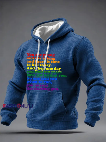 Men’s You missed the starting gun Checkered Cotton Hoodie Blue / S