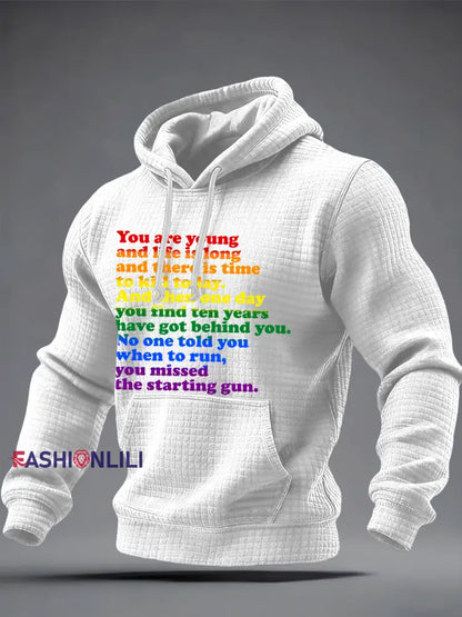 Men’s You missed the starting gun Checkered Cotton Hoodie White / S