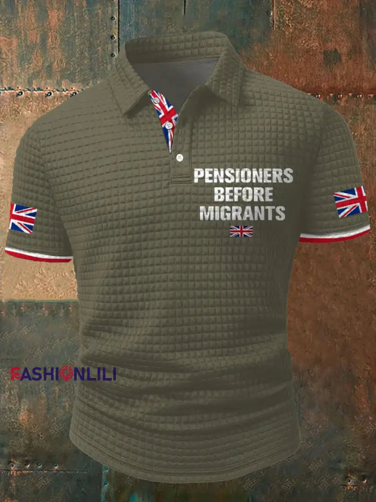 Nen’s UK Flag Immigration Printed Casual Tops Army Green / S