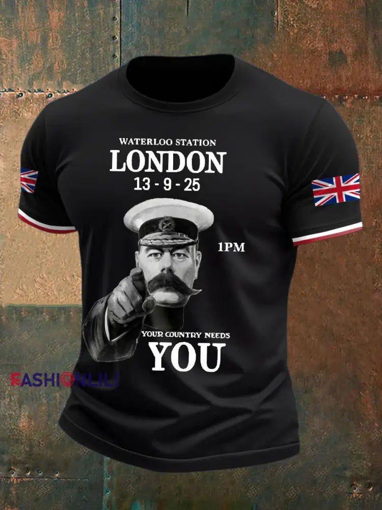 Nen’s UK Flag Waterloo Station Printed T Shirt Black / S