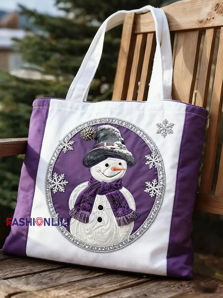 Purple Art Christmas Alzheimer’s Awareness Printed Canvas Bags Purple / ONE