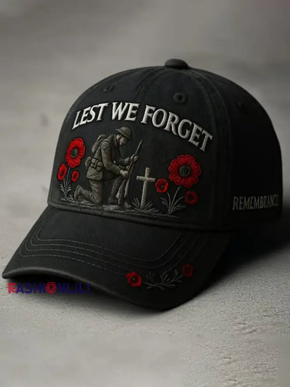 Remembrance Day Lest We Forget Cap Black / ONE
