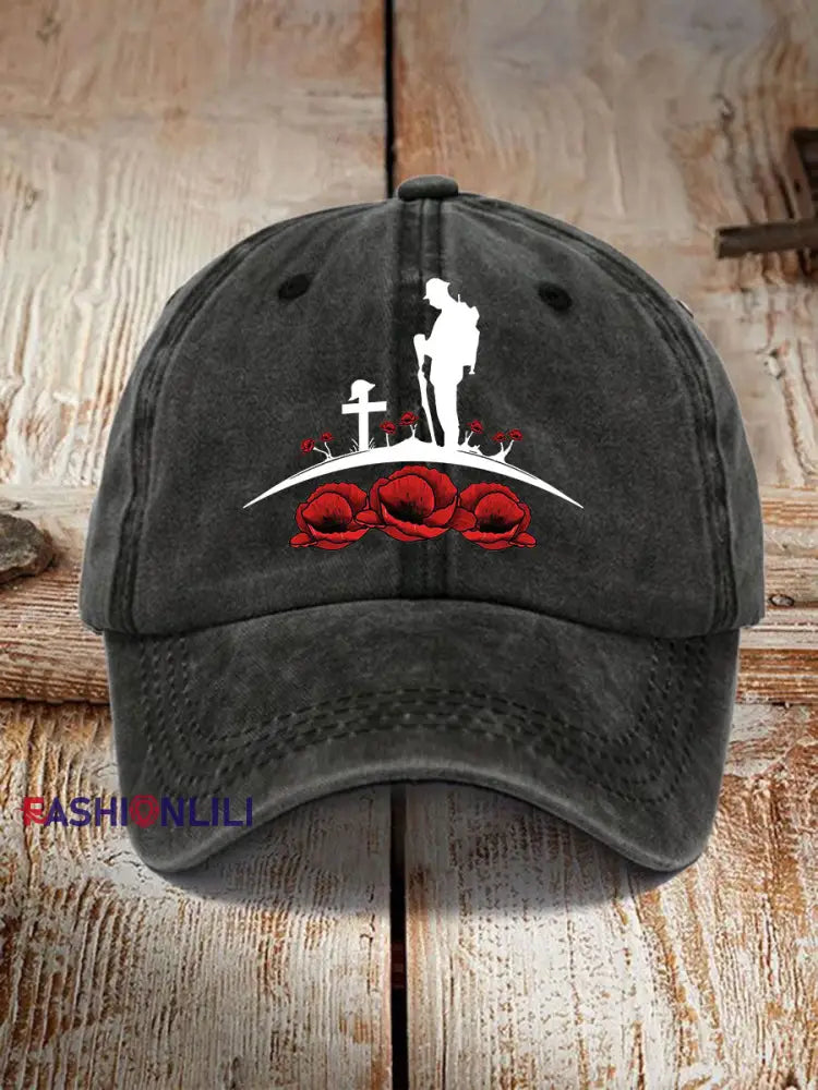 Remembrance Day Printed Casual Unisex Cap Black / ONE