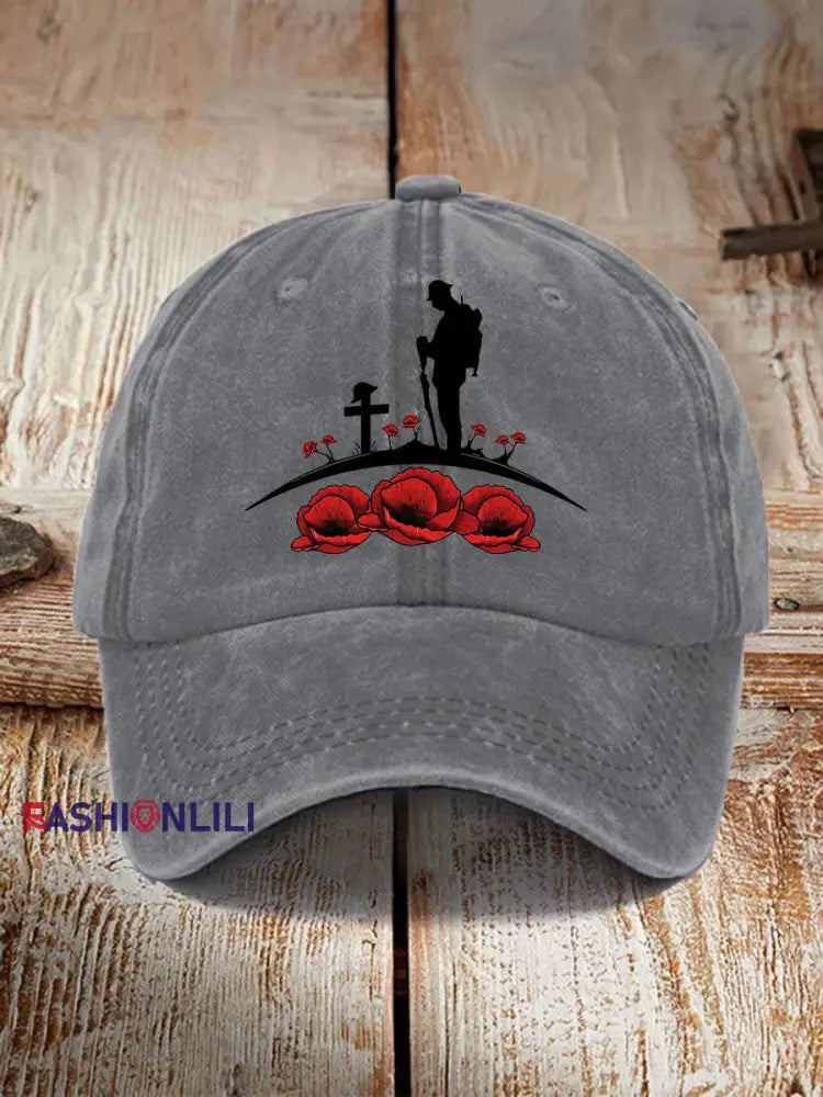 Remembrance Day Printed Casual Unisex Cap Gray / ONE