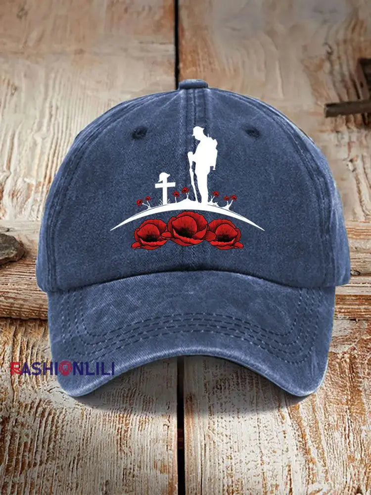Remembrance Day Printed Casual Unisex Cap Navy Blue / ONE