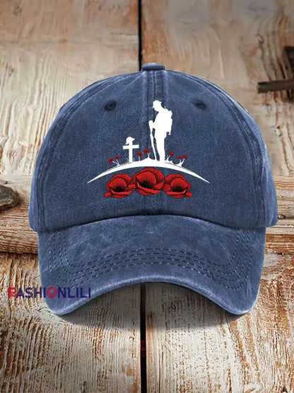 Remembrance Day Printed Casual Unisex Cap Navy Blue / ONE