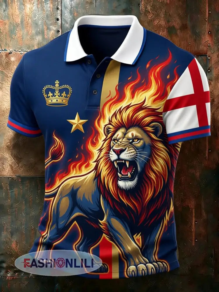 Retro British Football Fan Art Print Casual Polo Shirt - A / S