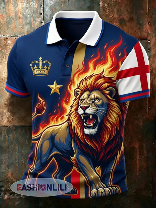 Retro British Football Fan Art Print Casual Polo Shirt - A / S