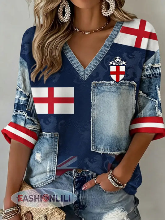Retro British Football Fan-Style Casual Jersey - A / S