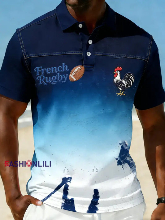 Retro French Rugby Style Casual Polo Shirt A / S