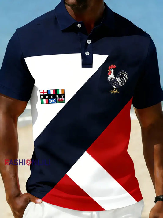 Retro French Rugby Style Casual Polo Shirt A / S