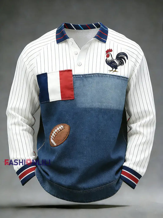 Retro French-Style Rugby-Inspired Casual And Comfortable Top A / S