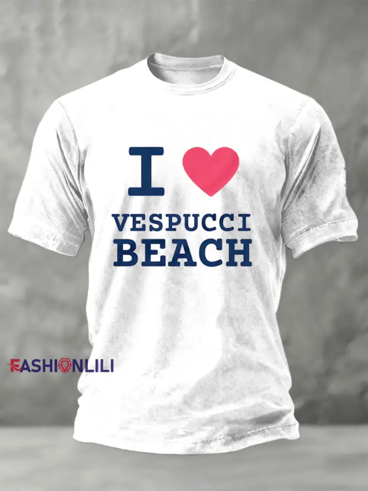 Retro Love Vespucci Beach T-Shirt White / S