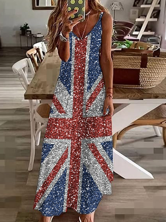 Women's Shiny UK Flag Pride Printed Dress