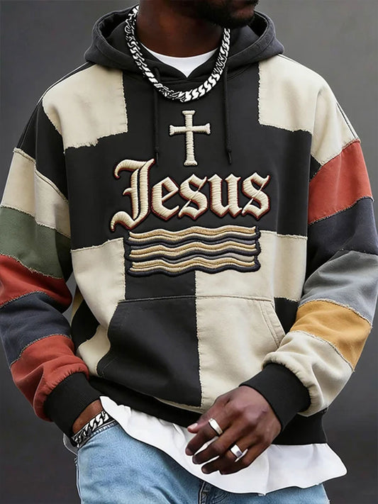 Men's Jesus Oversized Drop-Shoulder Hoodie With Pockets
