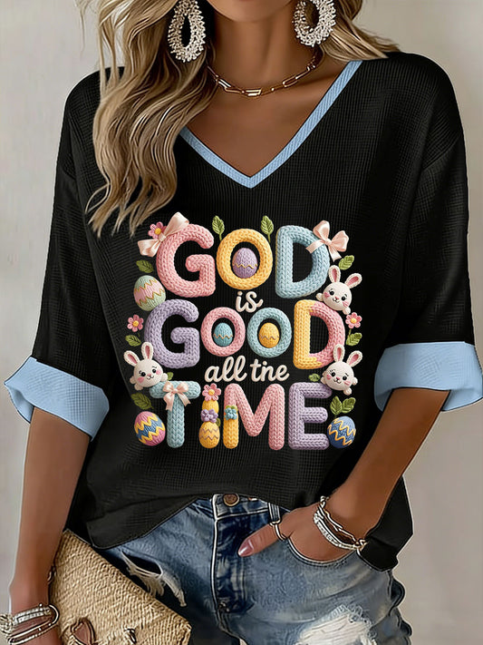 Women's God Is Good All The Time Waffle T-shirt