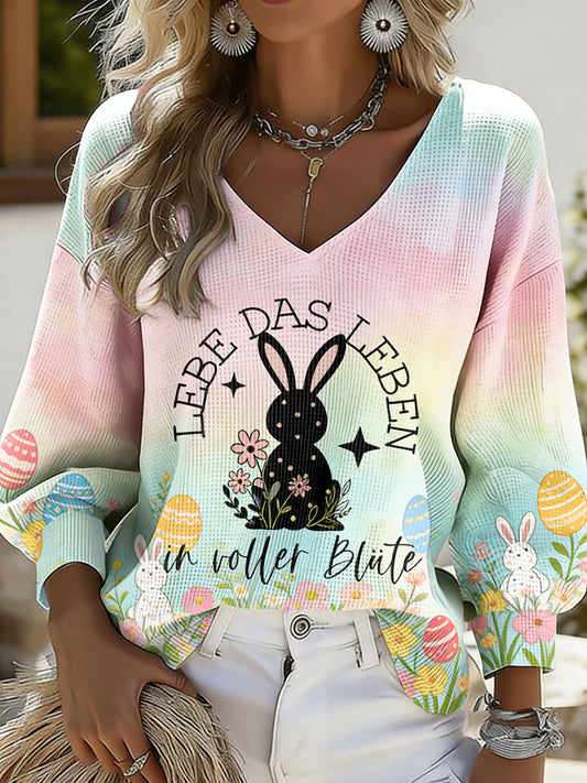 Women's Easter Printed Long Sleeves Shirt