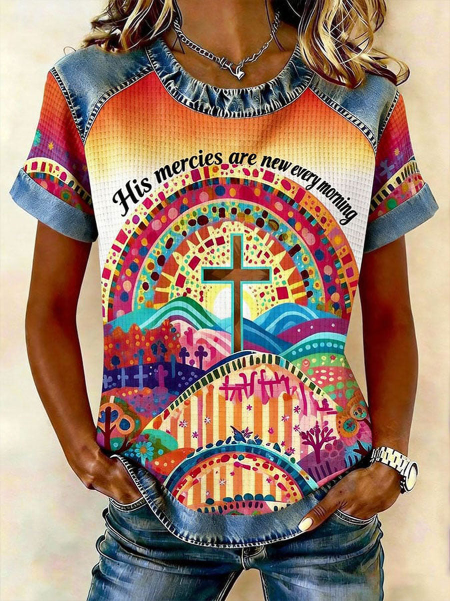Women's His Mercies Are New Every MoningPrint Casual Short Sleeved T-Shirt
