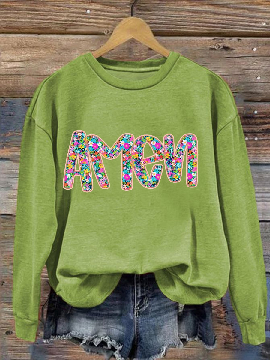 Women's Christian Easter Floral Glitter Amen sweatshirt