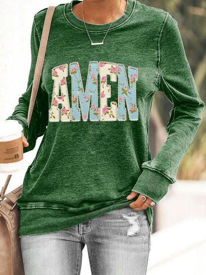 Women's Easter Floral Christian Amen Pearls Sweatshirt