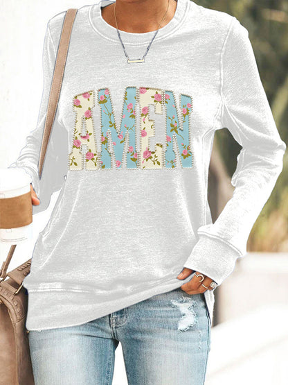 Women's Easter Floral Christian Amen Pearls Sweatshirt