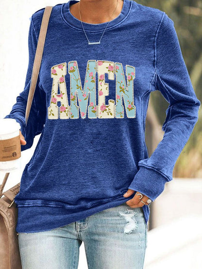 Women's Easter Floral Christian Amen Pearls Sweatshirt