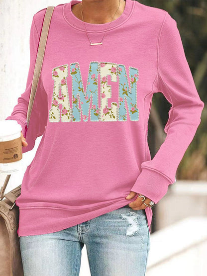 Women's Easter Floral Christian Amen Pearls Sweatshirt