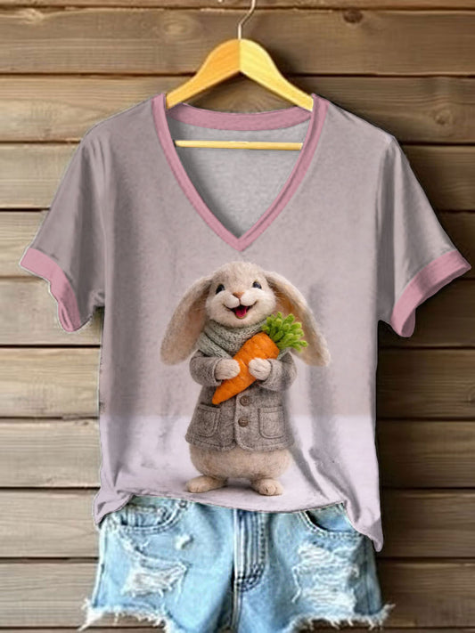 Women's Bunny Easter short-sleeved T-shirt