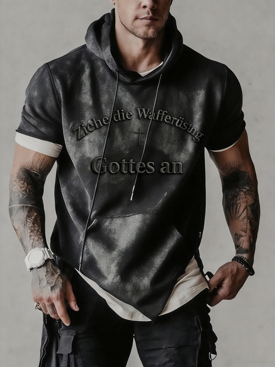 Men's Faith Print short sleeves Hoodie Sweatshirt