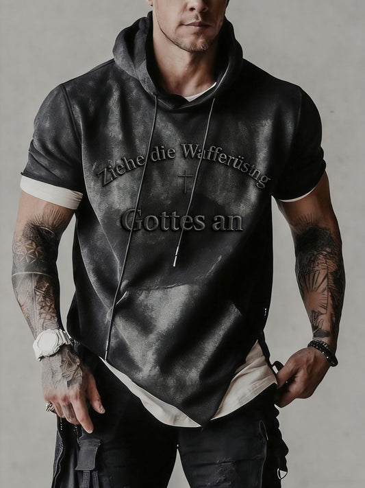 Men's Faith Print short sleeves Hoodie Sweatshirt