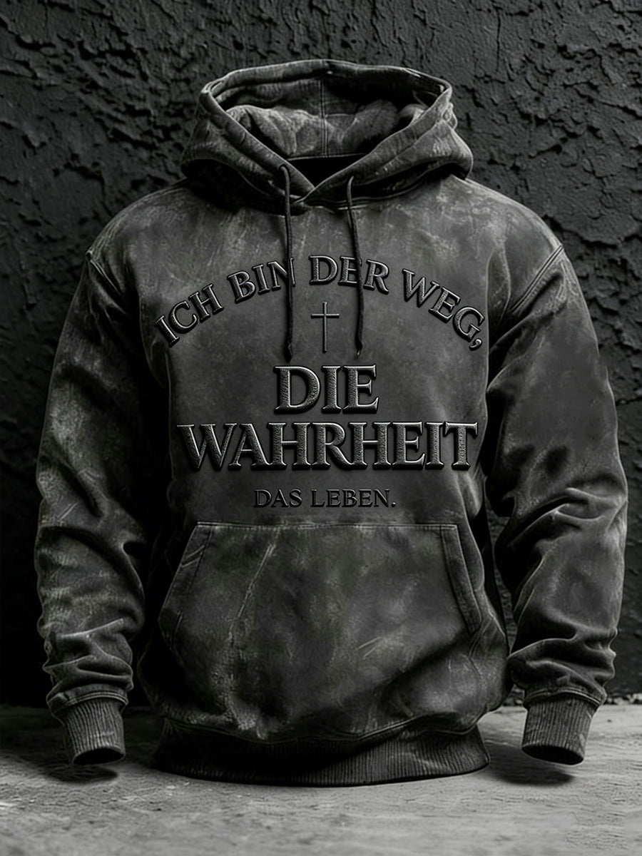 Men's Faith Print Oversized Drop-Shoulder Hoodie with Pocket