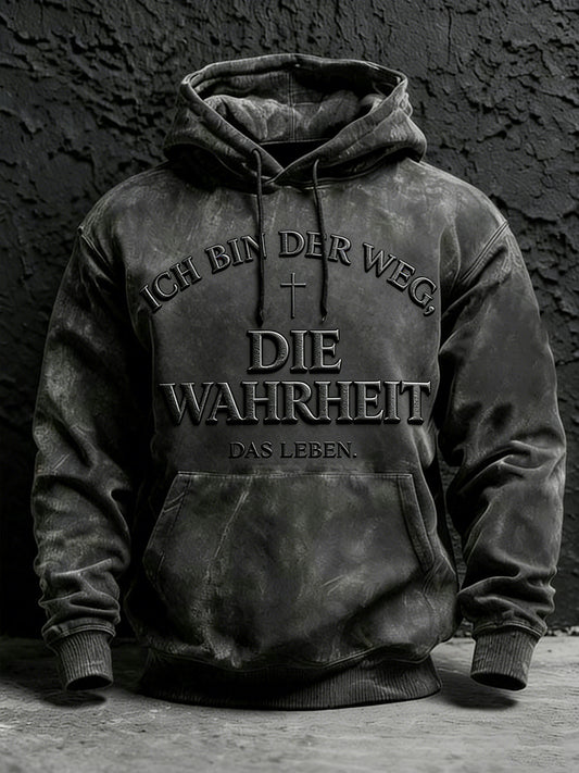 Men's Faith Print Oversized Drop-Shoulder Hoodie with Pocket