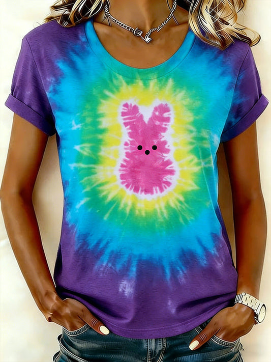 Women's Tie-dye Rabbit Short-sleeved T-shirt
