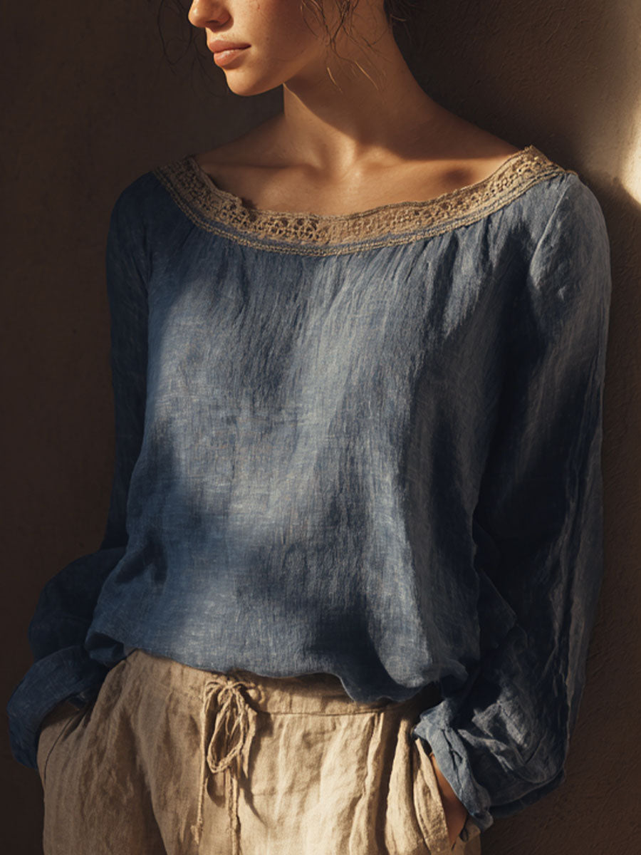 Women's Vintage Lace Patchwork Shirt