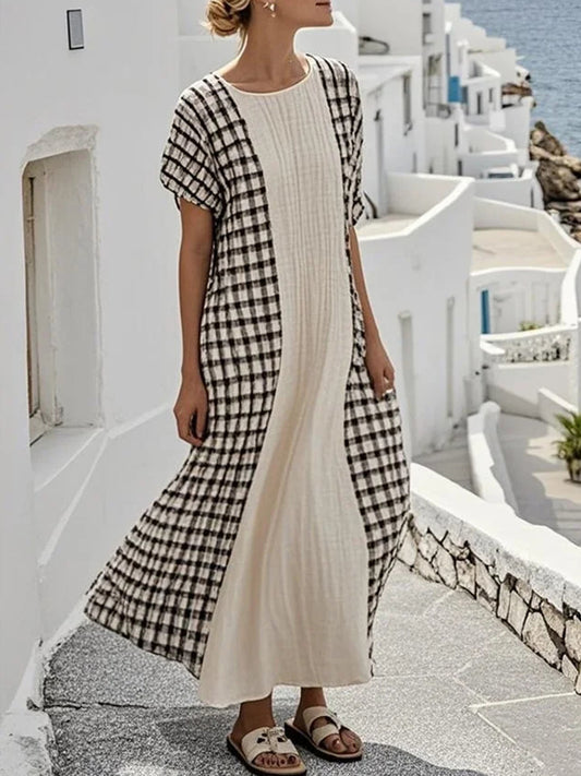 Printed V-Neck Elegant Chic Loose Long Sleeve Maxi Dress