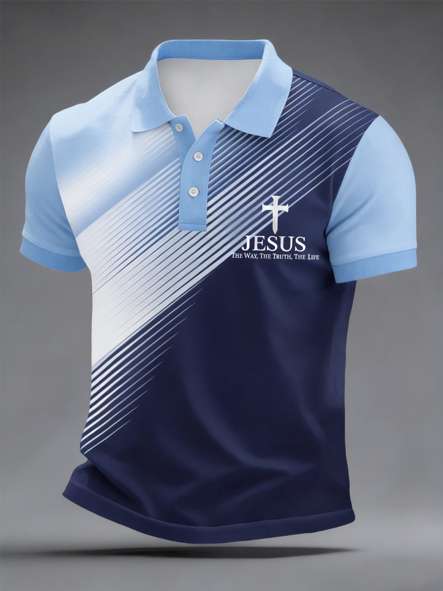 Men's Jesus The Way The Truth The Life Geometric Print Casual Top