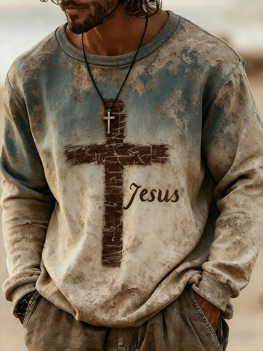 Men's Jesus Cross Crew Neck Sweatshirt