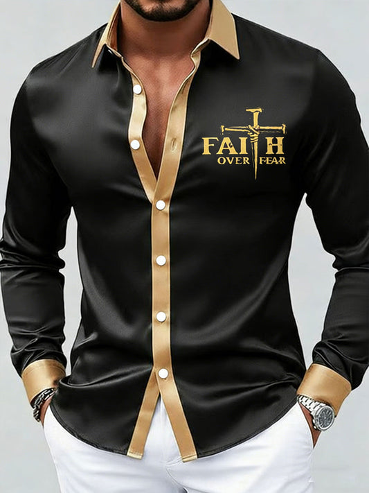Men's Faith Over Fear Satin Shirt