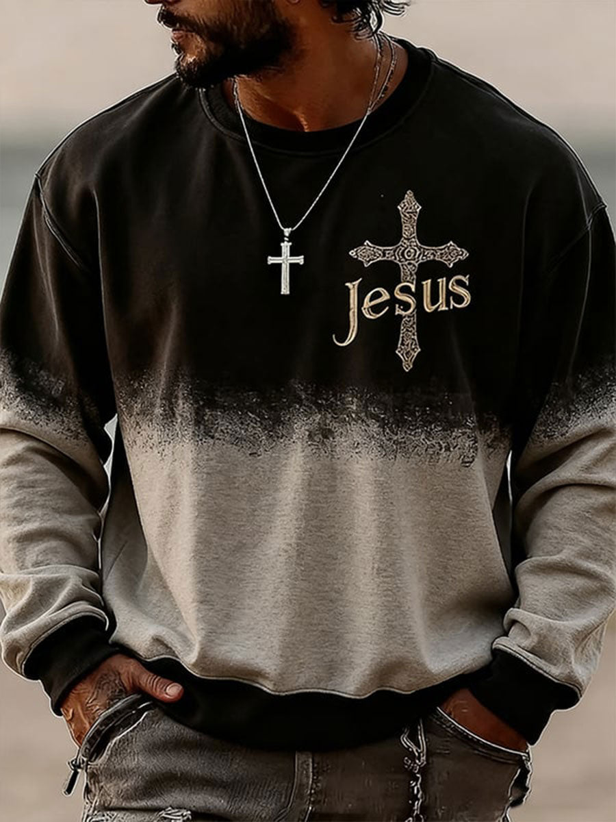 Men's Jesus Cross Crew Neck Sweatshirt