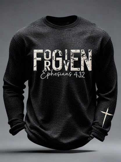 Men's Christian Forgiven Cross Waffle Long Sleeve T-Shirt