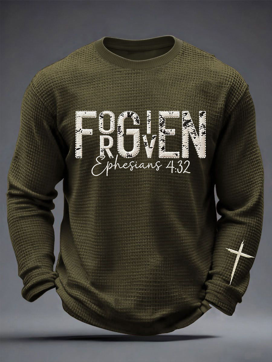 Men's Christian Forgiven Cross Waffle Long Sleeve T-Shirt
