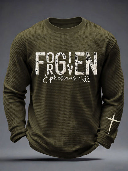 Men's Christian Forgiven Cross Waffle Long Sleeve T-Shirt