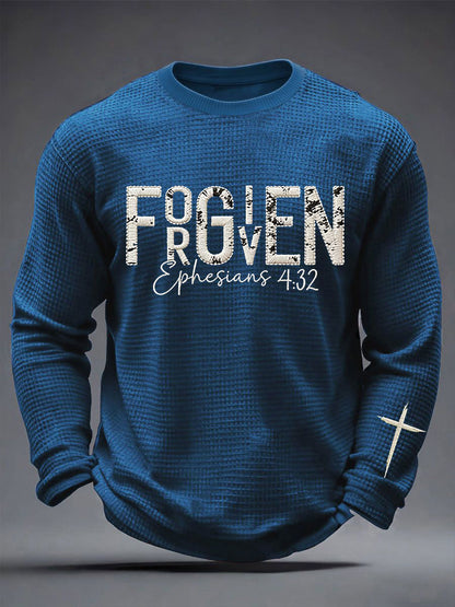 Men's Christian Forgiven Cross Waffle Long Sleeve T-Shirt