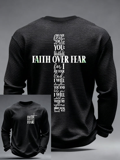 Men's Faith Over Fear Cross Waffle Long Sleeve T-Shirt