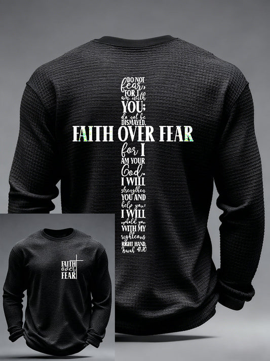 Men's Faith Over Fear Cross Waffle Long Sleeve T-Shirt